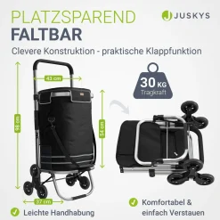 Einkaufstrolley Treppensteiger Einkaufstrolley klappbar 56 l mit abnehmbarer Tasche