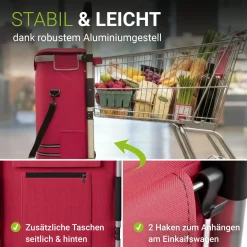 Einkaufstrolley Treppensteiger Einkaufstrolley klappbar 56 l mit abnehmbarer Tasche