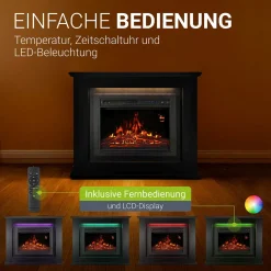 Elektrischer Kamin Elektrokamin mit Heizlüfter und Flammeneffekt - 1000/2000 W