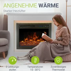 Elektrischer Kamin Elektrokamin mit Heizlüfter und Flammeneffekt - 1000/2000 W