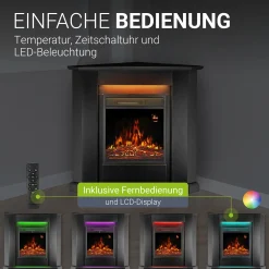Elektrischer Kamin Elektrokamin mit Heizlüfter und Flammeneffekt - 1000/2000 W