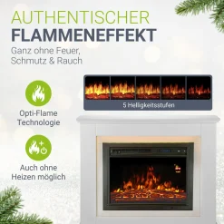 Elektrischer Kamin Elektrokamin mit Heizlüfter und Flammeneffekt - 1000/2000 W