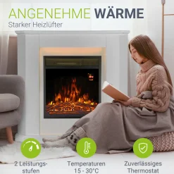 Elektrischer Kamin Elektrokamin mit Heizlüfter und Flammeneffekt - 1000/2000 W