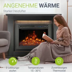 Elektrischer Kamin Elektrokamin mit Heizlüfter und Flammeneffekt - 1000/2000 W