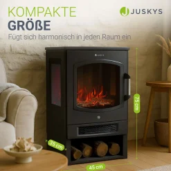 Elektrokaminofen 1800W mit Flammeneffekt Elektrokamin mit Wärmefunktion und App-Steuerung