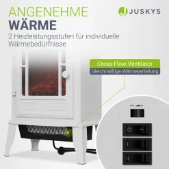 Elektrokamin 2000W mit Flammeneffekt Elektrischer Kaminofen für ein beheiztes Wohnzimmer