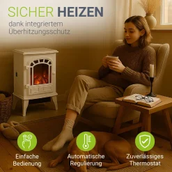 Elektrokamin 2000W mit Flammeneffekt Elektrischer Kaminofen für ein beheiztes Wohnzimmer
