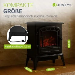 Elektrokamin 2000W mit Flammeneffekt Elektrischer Kaminofen für ein beheiztes Wohnzimmer