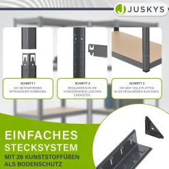 3er Regalsystem 1 Corner & 2 Basic Regalsystem mit insgesamt 15 Böden mit 2625 kg Tragkraft