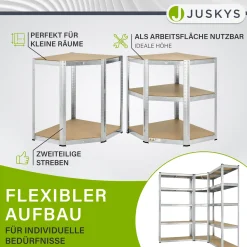 3er Regalsystem 1 Corner & 2 Basic Regalsystem mit insgesamt 15 Böden mit 2625 kg Tragkraft