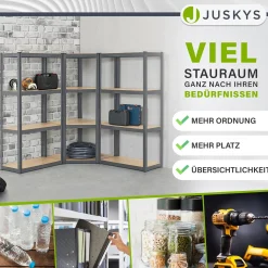 3er Regalsystem 1 Corner & 2 Easy mit 1 Eckregal, 2 Lagerregalen und 12 Einlegeböden