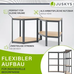 3er Regalsystem 1 Corner & 2 Easy mit 1 Eckregal, 2 Lagerregalen und 12 Einlegeböden