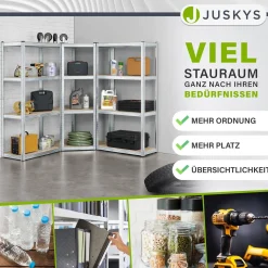 3er Regalsystem 1 Corner & 2 Easy mit 1 Eckregal, 2 Lagerregalen und 12 Einlegeböden