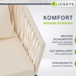 2er-Set Rope Stühle Gartenstühle mit Seilgeflecht – Inkl. Sitz- und Rückenkissen