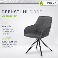 Esszimmerstuhl drehbar mit Samt Clyde Esszimmerstuhl mit Armlehne als 1er, 2er, 4er oder 6er Set