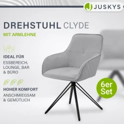 Esszimmerstuhl drehbar mit Samt Clyde Esszimmerstuhl mit Armlehne als 1er, 2er, 4er oder 6er Set