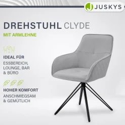 Esszimmerstuhl drehbar mit Samt Clyde Esszimmerstuhl mit Armlehne als 1er, 2er, 4er oder 6er Set
