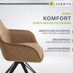 Esszimmerstuhl drehbar mit Samt Clyde Esszimmerstuhl mit Armlehne als 1er, 2er, 4er oder 6er Set