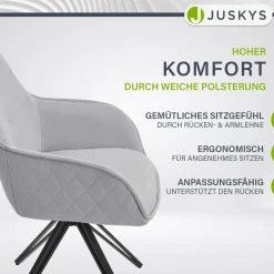 Esszimmerstuhl drehbar mit Samt Clyde Esszimmerstuhl mit Armlehne als 1er, 2er, 4er oder 6er Set