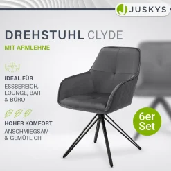 Esszimmerstuhl drehbar mit Samt Clyde Esszimmerstuhl mit Armlehne als 1er, 2er, 4er oder 6er Set
