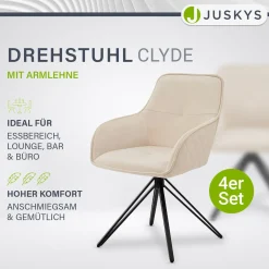 Esszimmerstuhl drehbar mit Samt Clyde Esszimmerstuhl mit Armlehne als 1er, 2er, 4er oder 6er Set