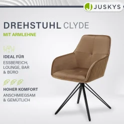 Esszimmerstuhl drehbar mit Samt Clyde Esszimmerstuhl mit Armlehne als 1er, 2er, 4er oder 6er Set