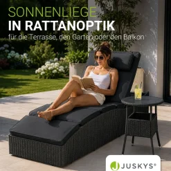 Faltbare Polyrattan Sonnenliege Lamia Maximale Entspannung auf der Gartenliege mit Auflage