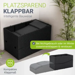 Faltbare Polyrattan Sonnenliege Lamia Maximale Entspannung auf der Gartenliege mit Auflage