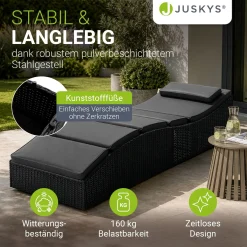Faltbare Polyrattan Sonnenliege Lamia Maximale Entspannung auf der Gartenliege mit Auflage