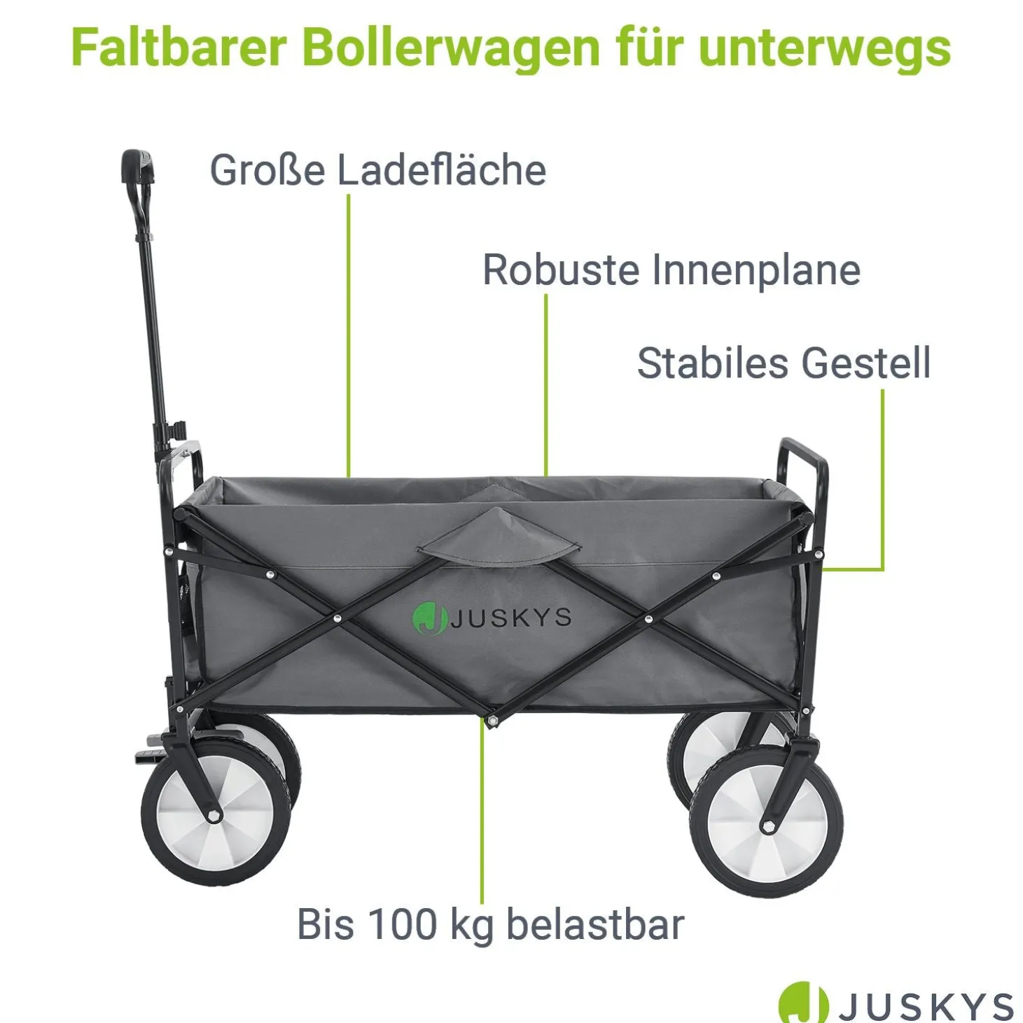 Faltbarer Bollerwagen Transportwagen für Freizeitaktivitäten