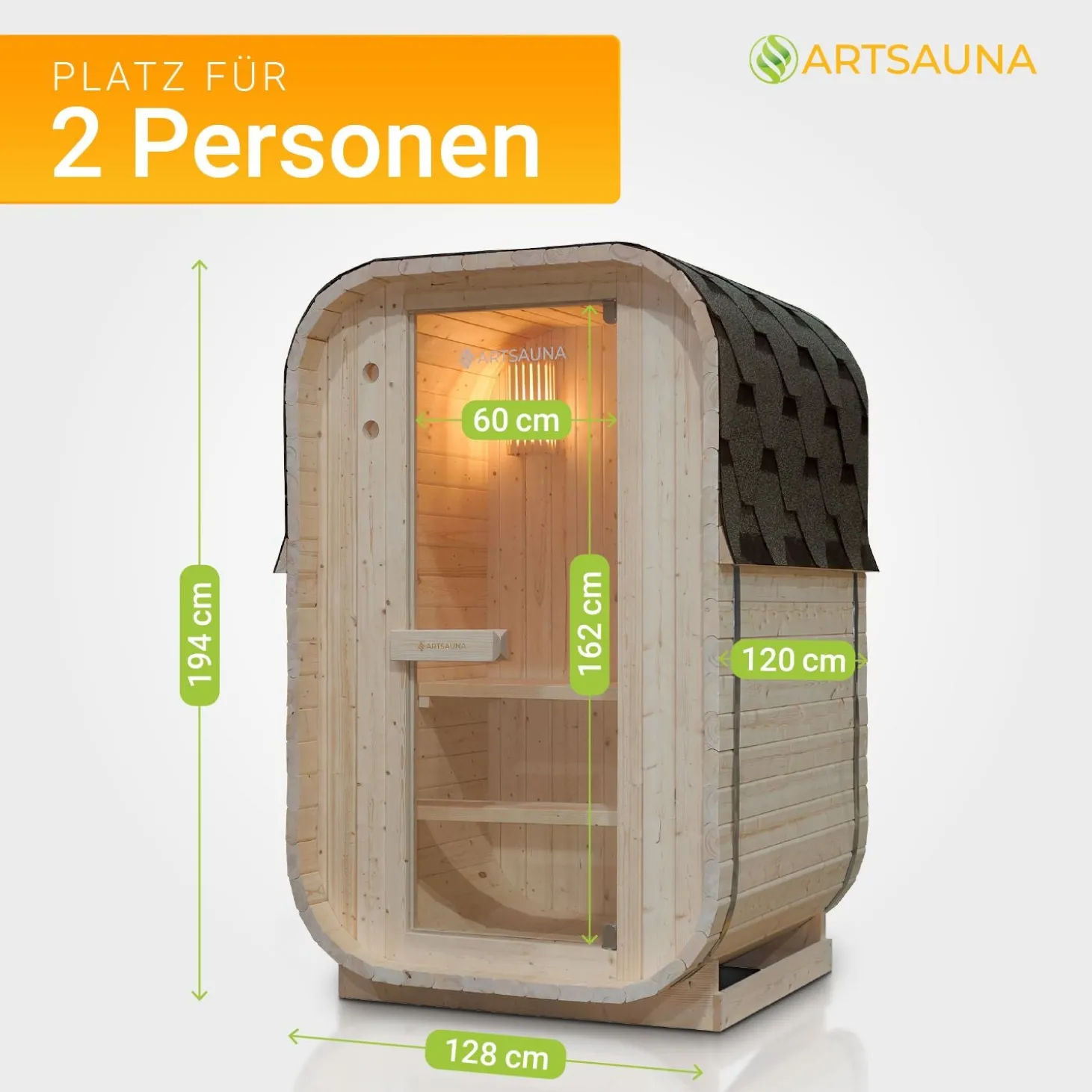 Fasssauna quadratisch Nolvik Saunafass mit Saunaofen und Zubehör-Set für den Garten