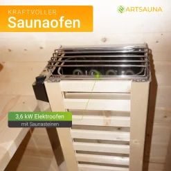 Fasssauna quadratisch Nolvik Saunafass mit Saunaofen und Zubehör-Set für den Garten