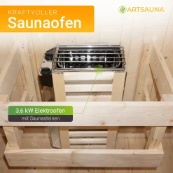 Fasssauna quadratisch Nolvik Saunafass mit Saunaofen und Zubehör-Set für den Garten