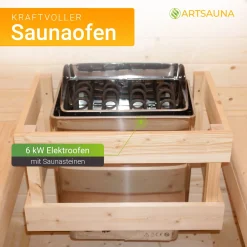 Fasssauna quadratisch Nolvik Saunafass mit Saunaofen und Zubehör-Set für den Garten