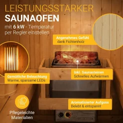 Fasssauna Spitzbergen mit Saunaofen Für 2 - 6 Personen | Ø 190 cm | 3,6 - 8 kW Saunaofen