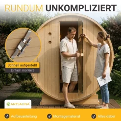 Fasssauna Spitzbergen mit Saunaofen Für 2 - 6 Personen | Ø 190 cm | 3,6 - 8 kW Saunaofen