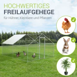 Freilaufgehege HLS25T für Hühner Outdoor Hühnerstall mit Tür, Plane & verzinktem Draht