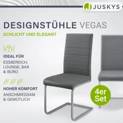 Freischwinger Stuhl Vegas mit Kunstleder Moderner Esszimmerstuhl mit Metall-Gestell & Kunstleder im Set