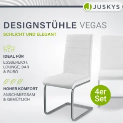 Freischwinger Stuhl Vegas mit Kunstleder Moderner Esszimmerstuhl mit Metall-Gestell & Kunstleder im Set