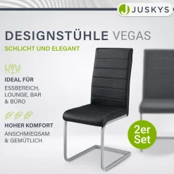 Freischwinger Stuhl Vegas mit Kunstleder Moderner Esszimmerstuhl mit Metall-Gestell & Kunstleder im Set