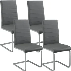 Freischwinger Stuhl Vegas mit Kunstleder Moderner Esszimmerstuhl mit Metall-Gestell & Kunstleder im Set
