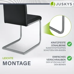 Freischwinger Stuhl Vegas mit Kunstleder Moderner Esszimmerstuhl mit Metall-Gestell & Kunstleder im Set
