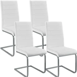Freischwinger Stuhl Vegas mit Kunstleder Moderner Esszimmerstuhl mit Metall-Gestell & Kunstleder im Set