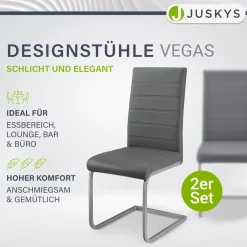 Freischwinger Stuhl Vegas mit Kunstleder Moderner Esszimmerstuhl mit Metall-Gestell & Kunstleder im Set