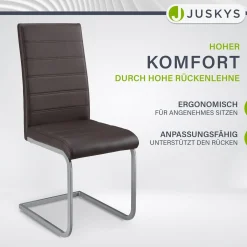 Freischwinger Stuhl Vegas mit Kunstleder Moderner Esszimmerstuhl mit Metall-Gestell & Kunstleder im Set