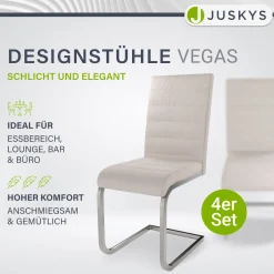 Freischwinger Stuhl Vegas mit Cord Moderner Esszimmerstuhl mit Metall-Gestell im Set