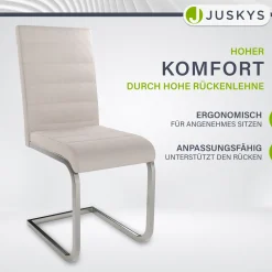 Freischwinger Stuhl Vegas mit Cord Moderner Esszimmerstuhl mit Metall-Gestell im Set