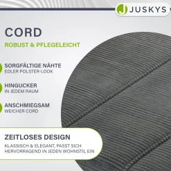 Freischwinger Stuhl Vegas mit Cord Moderner Esszimmerstuhl mit Metall-Gestell im Set