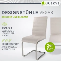 Freischwinger Stuhl Vegas mit Cord Moderner Esszimmerstuhl mit Metall-Gestell im Set