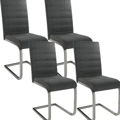 Freischwinger Stuhl Vegas mit Cord Moderner Esszimmerstuhl mit Metall-Gestell im Set
